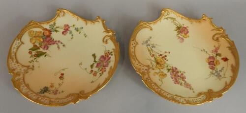 Two Royal Worcester 'Empress' reticulated dessert plates