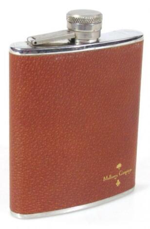 A Mulberry Company chrome plated hip flask