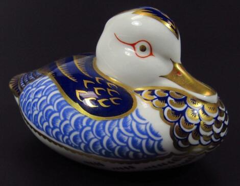 A Royal Crown Derby duck paperweight ornament