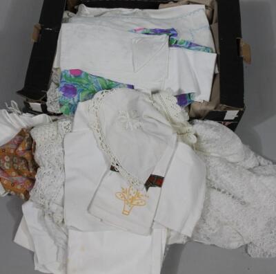 A quantity of various early 20thC and later worked linen