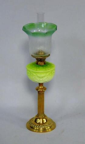 A Duplex late 19thC brass oil lamp
