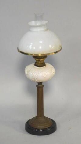 A Duplex late 19thC brass oil lamp
