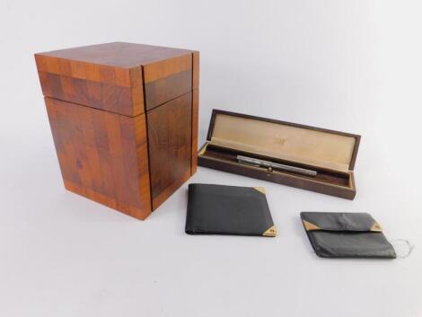 A Dunhill parquetry cigar box