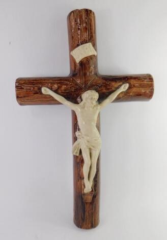 A French majolica crucifix