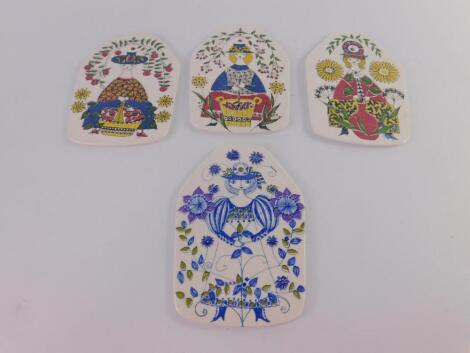 Four Norwegian Turi Gramstad Oliver design pottery plaques