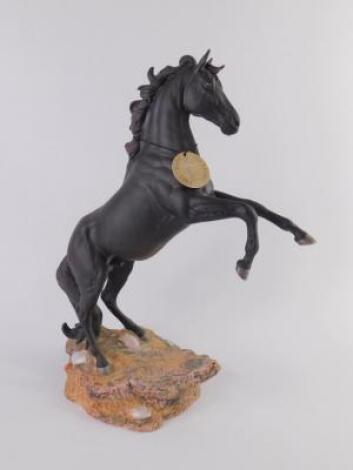 A Beswick matt figure of Cancara the Black Horse