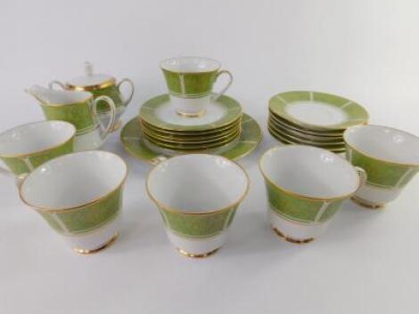 A Noritake porcelain part tea service decorated in the Eroica pattern