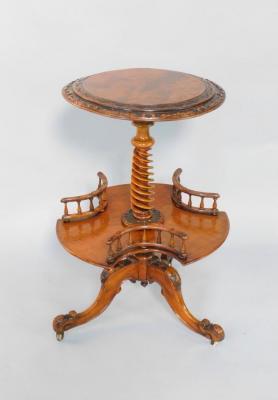 A Victorian walnut and beech dumb waiter