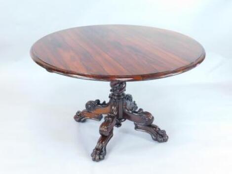 A Victorian rosewood tilt top breakfast table