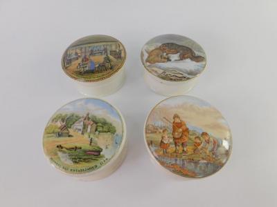 Four Prattware pot lids