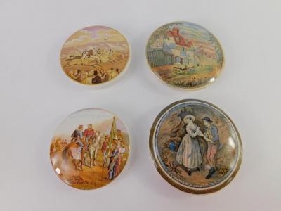 Four Prattware pot lids