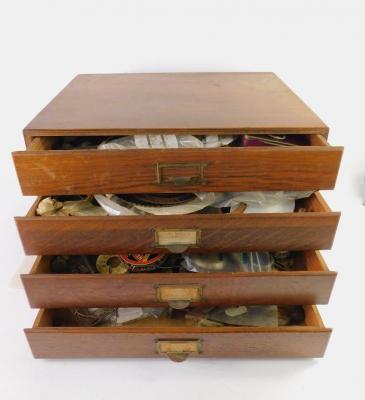 An oak four drawer tool chest