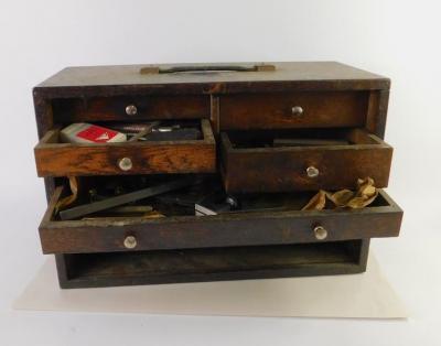 An oak seven drawer tool chest