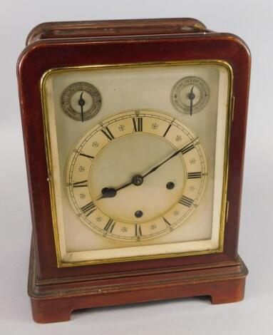 A late 19thC/early 20thC mahogany and four glass mantel clock