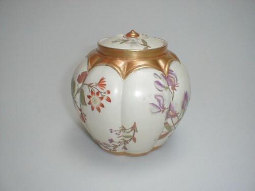 A Royal Worcester model 1313 lobed jar and cover