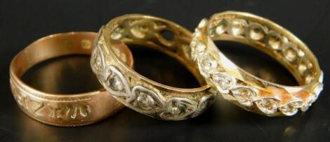 Three 9ct gold dress rings