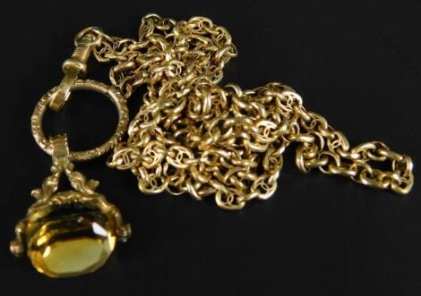 A yellow metal chain