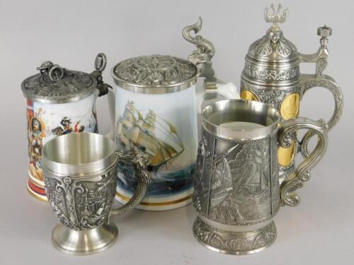 A collection of Franklin Mint and other Commemorative tankards