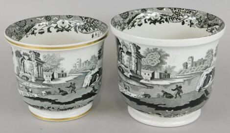 Two similar Copeland Spode Italian black printed jardinieres