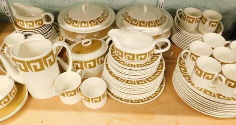 A Wedgwood Old Gold Keystone pattern part tea and dinner service