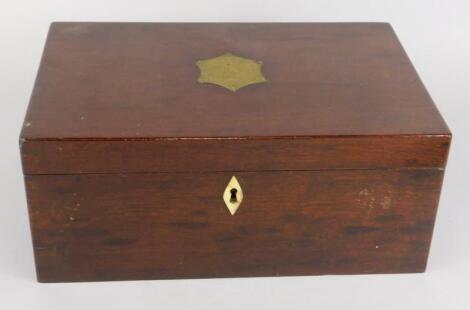 A Victorian plum pudding mahogany writing box