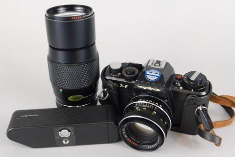 A Voigtlander VSL 3-E camera with lens