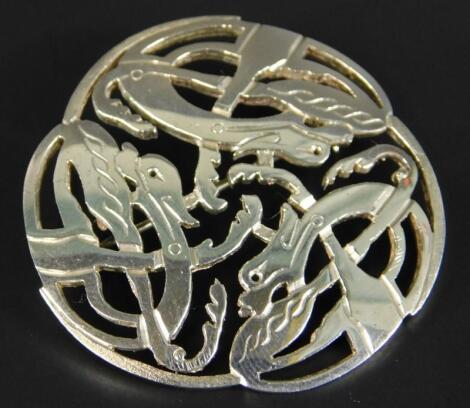 A silver Celtic brooch