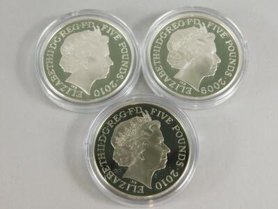 Three silver five pound coins - 2