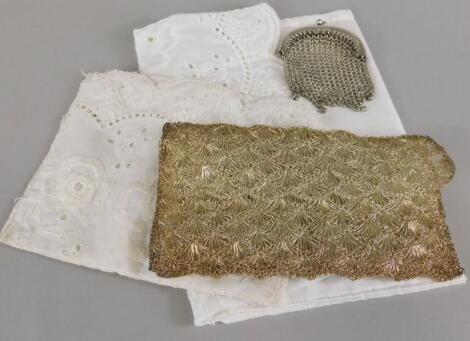 A continental white metal mesh purse