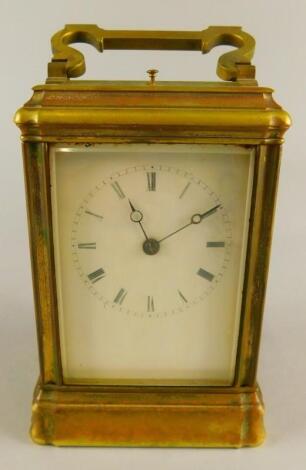 A late 19thC French brass carriage clock