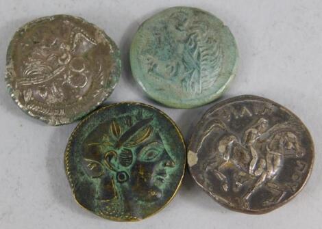 Four replica ancient Greek coins