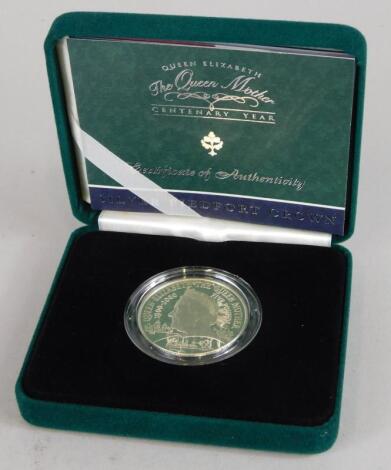 A silver Piedfort centenary crown