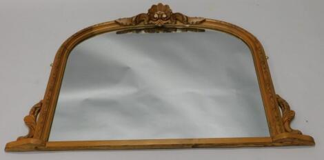 A Victorian style carved pine overmantel mirror