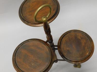 A mahogany and brass three tier cake stand - 2