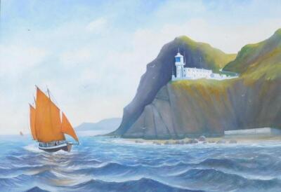 Robert D Jones. Coastal scenes with Viking longboat and sailing ship - 3