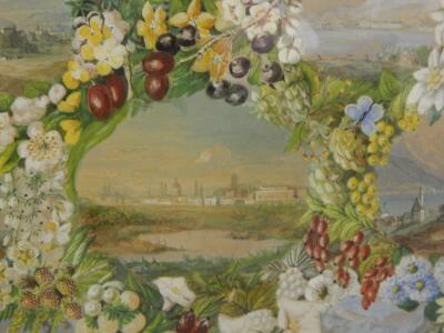 19th/20thC British School. Landscape views in floral border - 3