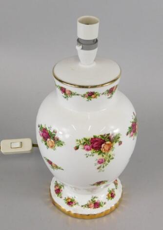 A Royal Albert Old Country Roses pattern table lamp base