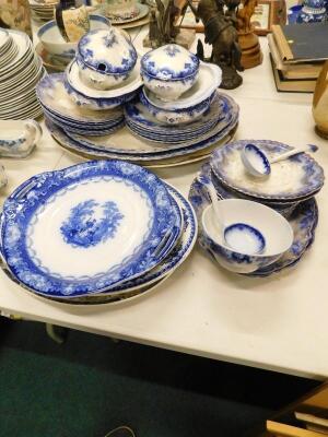 Various items of early 20thC semi porcelain blue flow patterned dinnerware etc. - 2