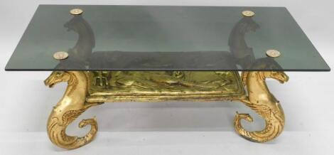 A gilt metal coffee table