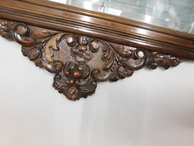 A Flemish style oak overmantel mirror - 2