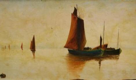 19thC British School. Fishing boats at sea