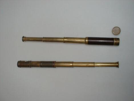 Two 19thC brass multi pull small size telescopes