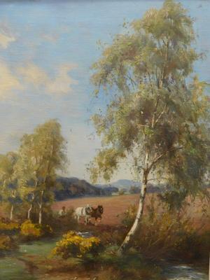 J Kinnear (20thC). Working horses in the field