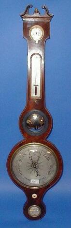 A 19thC mahogany wheel barometer with hygrometer