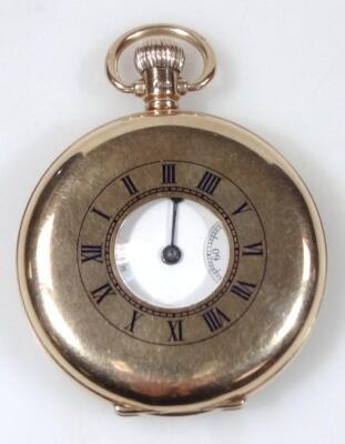 A 9ct gold Waltham half hunter pocket watch.