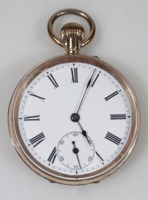 A French 9ct gold cased open faced pocket watch