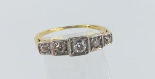 An Art Deco diamond five stone ring