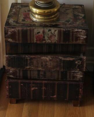 A pair of bookend drawer units.