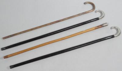 Four various silver and other walking cane sticks - 2