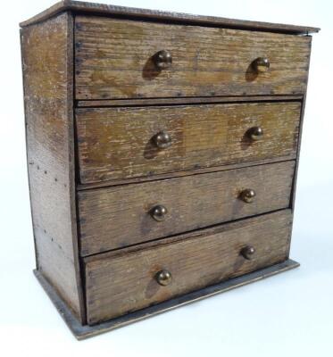 A late 19thC oak apprentice piece table top chest